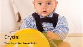  Presentation with baby toy - Cool new presentation with baby with a safety helmet and a toy screwdriver backdrop and a yellow colored foreground