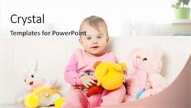 Presentation with baby toy - Amazing slide deck having baby with a toy backdrop and a white colored foreground
