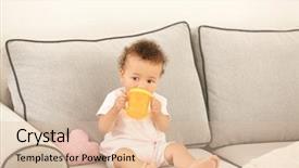  Presentation with baby bottle - Theme featuring baby with bottle of water background and a  colored foreground