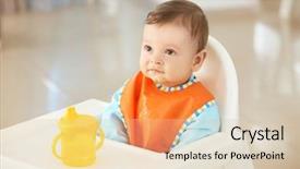  Presentation with baby bottle - Slide deck featuring baby with bottle of water background and a  colored foreground