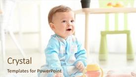  Presentation with baby bottle - PPT theme enhanced with baby with bottle of water background and a cream colored foreground
