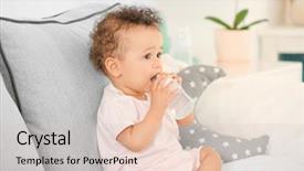  Presentation with baby bottle - Cool new theme with baby with bottle of water backdrop and a  colored foreground