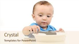  Presentation with cute baby - PPT layouts with baby with green eyes eating background and a lemonade colored foreground