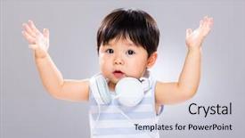  Presentation with baby - Beautiful presentation featuring baby with headphone and hand backdrop and a lemonade colored foreground