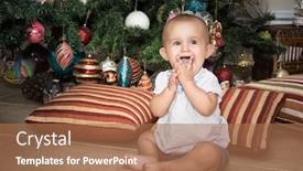  Presentation with baby tree - Audience pleasing PPT layouts consisting of baby with mum sitting near christmas tree in the house backdrop and a coral colored foreground