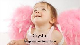  Presentation with upwards - Audience pleasing slides consisting of baby with pink wings behind looks upwards backdrop and a lemonade colored foreground