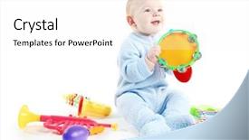  Presentation with colorful music - PPT layouts enhanced with baby with plastic colourful music background and a white colored foreground