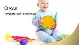  Presentation with plastic - Audience pleasing PPT theme consisting of baby with plastic colourful music backdrop and a white colored foreground