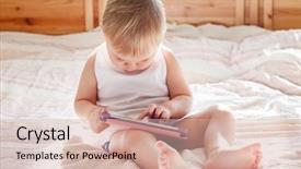  Presentation with baby - Theme consisting of baby with tablet pc background and a soft green colored foreground