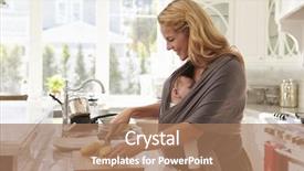  Presentation with mother baby - Audience pleasing theme consisting of babycarrier - busy mother with baby backdrop and a coral colored foreground