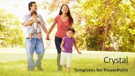  Presentation with planning family baby - Slide set featuring babycarrier - family with baby in carrier background and a yellow colored foreground