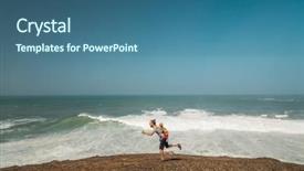  Presentation with father - PPT layouts having babycarrier - father carrying baby in carrier background and a ocean colored foreground