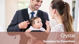 Presentation with mother baby animation - PPT theme with babycarrier - happy father carrying baby background and a coral colored foreground