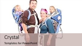  Presentation with babies - Presentation theme with babycarrier - parents posing with their babies background and a mint green colored foreground