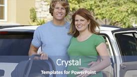  Presentation with car carrier - Presentation theme consisting of babycarrier - portrait of a happy couple background and a  colored foreground