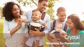  Presentation with families - Colorful slide deck enhanced with babycarrier - two families with baby carriers backdrop and a coral colored foreground