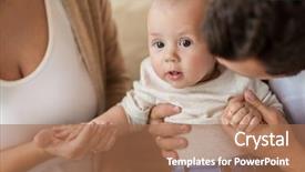  Presentation with mother baby - Beautiful slide set featuring babyhood - family parenthood and people concept backdrop and a coral colored foreground