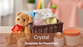  Presentation with baby bear - Presentation theme consisting of babyhood-and-care-products-concept background and a red colored foreground