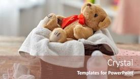  Presentation with baby bear - Audience pleasing theme consisting of babyhood-and-clothing-concept-teddy backdrop and a coral colored foreground