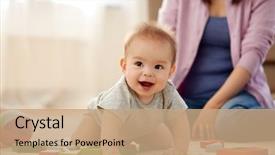  Presentation with baby blocks - Slide deck enhanced with babyhood childhood and family concept background and a  colored foreground