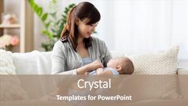  Presentation with mother baby asian breastfeeding - PPT theme consisting of babyhood childhood and people concept background and a coral colored foreground