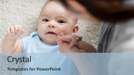  Presentation with mother baby - Cool new presentation theme with babyhood childhood and people concept backdrop and a light blue colored foreground