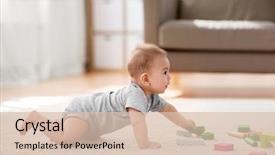  Presentation with baby blocks - Slide set consisting of babyhood childhood and people concept background and a  colored foreground