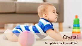  Presentation with baby toy - Slide set having babyhood childhood and people concept background and a lemonade colored foreground