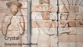  Presentation with ancient greek of stone - Amazing presentation design having babylon - ancient sumerian stone carving backdrop and a mint green colored foreground