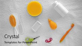  Presentation with fabric - PPT layouts enhanced with baby's accessories on white background and a light gray colored foreground