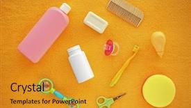  Presentation with fabric - Slides with baby's accessories on yellow background and a gold colored foreground