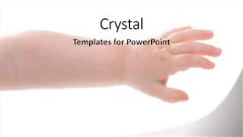  Presentation with baby - Amazing PPT theme having baby's hand gesturing isolated backdrop and a sky blue colored foreground