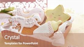  Presentation with babyshower - Audience pleasing PPT theme consisting of babyshower - delicious baby shower cookies closeup backdrop and a coral colored foreground