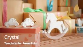  Presentation with babyshower - Audience pleasing slides consisting of babyshower - gifts and decorations for baby backdrop and a coral colored foreground