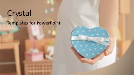  Presentation with baby shower - Presentation theme having babyshower - pregnant woman holding gift background and a coral colored foreground