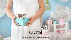  Presentation with baby shower - Presentation enhanced with babyshower - pregnant woman holding gift background and a soft green colored foreground