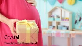  Presentation with babyshower - Presentation theme with babyshower - pregnant woman holding gift background and a red colored foreground