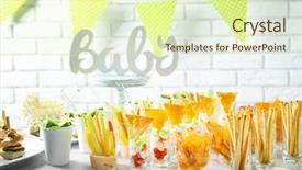  Presentation with babyshower - Amazing PPT layouts having babyshower - tasty food for baby shower backdrop and a soft green colored foreground