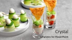  Presentation with babyshower - Presentation theme having babyshower - tasty rolls and appetizers background and a  colored foreground