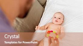  Presentation with baby toy - Slides featuring babysitting - family parenthood and teething concept background and a coral colored foreground