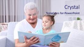  Presentation with grandfather - Theme consisting of babysitting - grandfather reading his granddaughter book background and a sky blue colored foreground