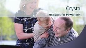  Presentation with grandparents - Colorful theme enhanced with babysitting - grandparents babysit his grandson backdrop and a sky blue colored foreground
