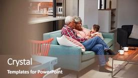  Presentation with baby sitting - PPT layouts enhanced with babysitting - grandparents sitting on sofa background and a  colored foreground