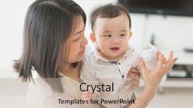  Presentation with mother child - Colorful PPT theme enhanced with babysitting - mother holding milk bottle backdrop and a coral colored foreground
