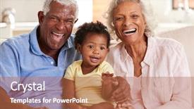  Presentation with baby sitting - Audience pleasing slide set consisting of babysitting - portrait of grandparents sitting backdrop and a red colored foreground