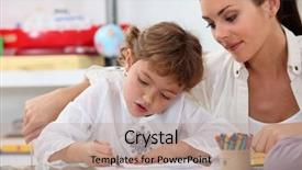  Presentation with pupil - PPT theme having babysitting - teacher watching her pupil coloring background and a coral colored foreground