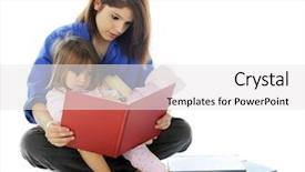  Presentation with volunteer - PPT theme featuring babysitting - young hospital volunteer and preschooler background and a white colored foreground