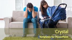  Presentation with newborn baby - Cool new presentation design with babysitting - young parents with their newborn backdrop and a tawny brown colored foreground