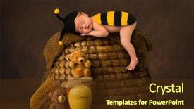  Presentation with bee - Presentation theme featuring babytemplate - cute baby sleeping in bee background and a tawny brown colored foreground