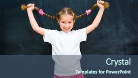  Presentation with school board - Colorful presentation design enhanced with babytemplate - cute little girl backdrop and a ocean colored foreground
